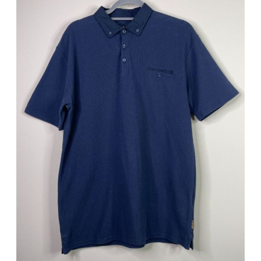 Ben Sherman Jacquard Jersey Plaid Collar Polo Shirt Men's Size Large